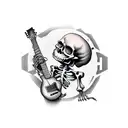 skeleton playing guitar tattoo design idea