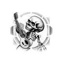 skeleton playing guitar tattoo design idea