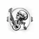 skeleton playing guitar tattoo design idea
