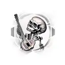 skeleton playing guitar tattoo design idea