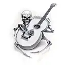 skeleton playing guitar tattoo design idea