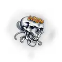 skeleton playing guitar tattoo design idea