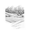 wheat field infront of mountains tattoo design idea