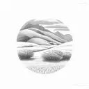 wheat field infront of mountains tattoo design idea