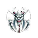 man in suit with devil horns tattoo design idea