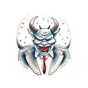 man in suit with devil horns tattoo design idea