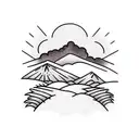 wheat field overlooking mountains tattoo design idea