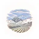 wheat field overlooking mountains tattoo design idea