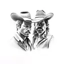 cowboy duel tattoo design idea