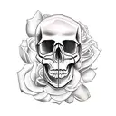 Skull and Woman and dices and clock and flowers tattoo design idea