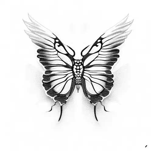 skeleton with butterfly wings  tattoo design idea