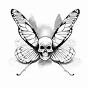 skeleton with butterfly wings  tattoo design idea