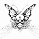 skeleton with butterfly wings  tattoo design idea