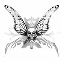 skeleton with butterfly wings  tattoo design idea