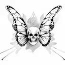 skeleton with butterfly wings  tattoo design idea
