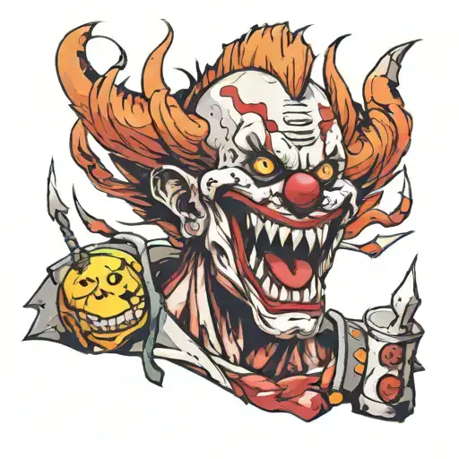 twisted metal sweet tooth clown tattoo design idea