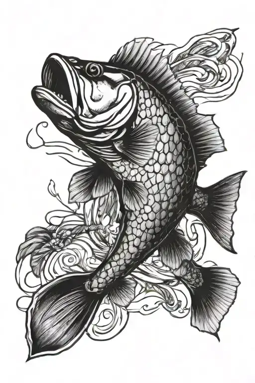 bass fishing  tattoo design idea
