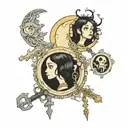 coraline key and moon  tattoo design idea