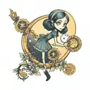 coraline key and moon  tattoo design idea