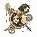 coraline key and moon  tattoo design idea