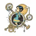 coraline key and moon  tattoo design idea