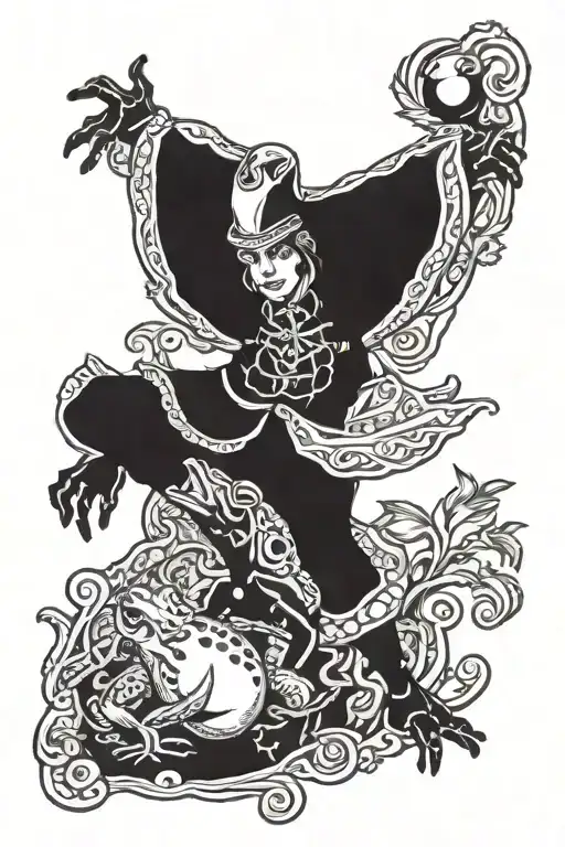 the fool tarot with frog tattoo design idea