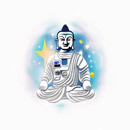 astronaut + budha tattoo design idea