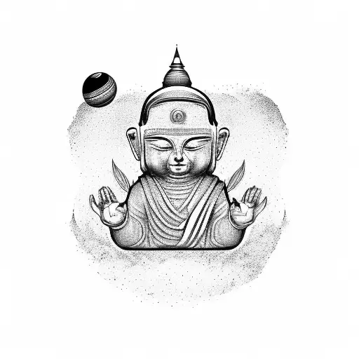 astronaut budha tattoo design idea