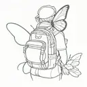 backpacker freedom with butterfly  tattoo design idea