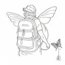 backpacker freedom with butterfly  tattoo design idea