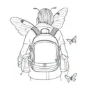 backpacker freedom with butterfly  tattoo design idea