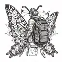 backpacker freedom with butterfly  tattoo design idea