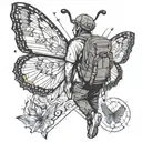 backpacker freedom with butterfly  tattoo design idea