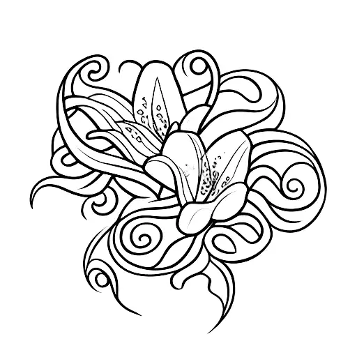 lily flowers with vines for an arm tattoo design idea
