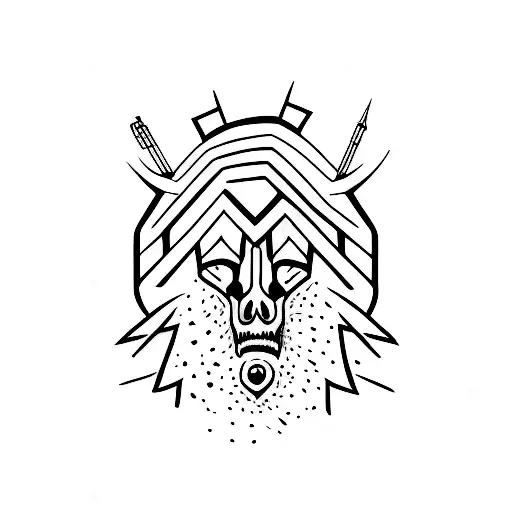 A tattoo of a moder day ronin on a man's wrist using black and red ink tattoo design idea