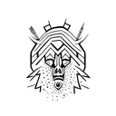 A tattoo of a moder day ronin on a man's wrist using black and red ink tattoo design idea