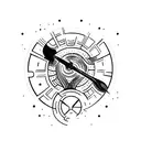 A tattoo of a moder day ronin on a man's wrist using black and red ink tattoo design idea