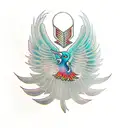 symmetrical black phoenix tattoo design idea