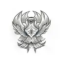 symmetrical black phoenix tattoo design idea