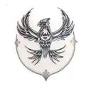 symmetrical black phoenix tattoo design idea