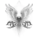 symmetrical black phoenix head down wings spread  tattoo design idea
