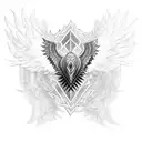 symmetrical black phoenix head down wings spread  tattoo design idea