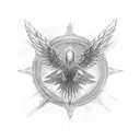 symmetrical black phoenix tattoo design idea