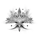 symmetrical black phoenix tattoo design idea