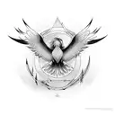 symmetrical black phoenix tattoo design idea