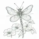 4 leaf clover with dragonfly perched tattoo design idea