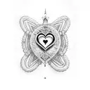 heart pistol rosary beads tattoo design idea