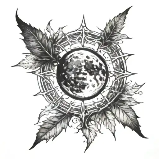 gothic full moon tattoo design idea