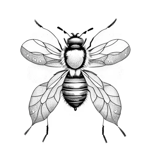 A dotwork tattoo of a detailed anatomical illustration of a honeybee tattoo design idea