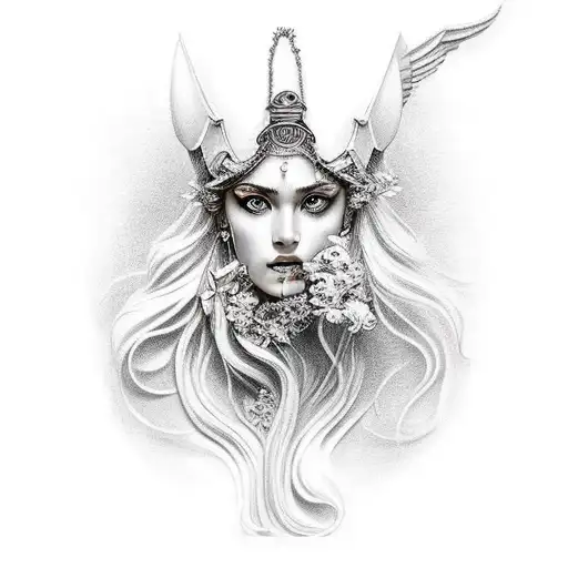 greek goddess Aria tattoo design idea